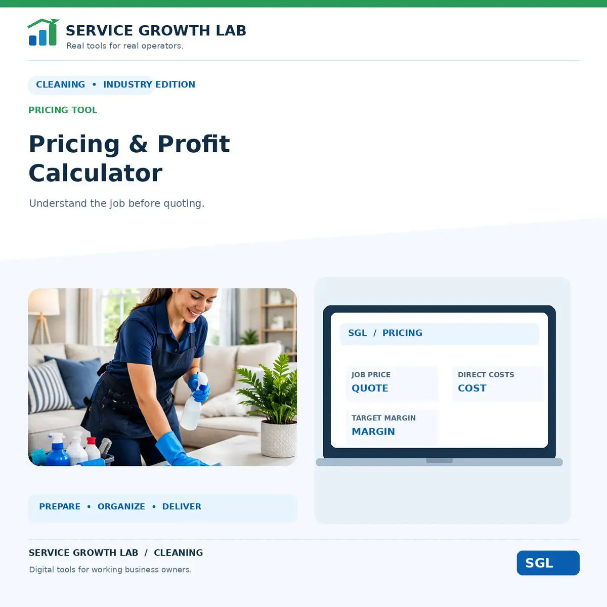 Cleaning pricing and quote tool illustration — Service Growth Lab guide
