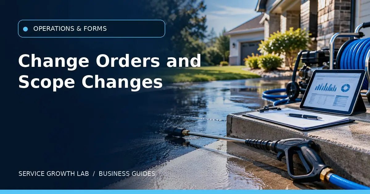 Pressure Washing Change Order Form: Document Added Work and Revised Pricing — Service Growth Lab business guide
