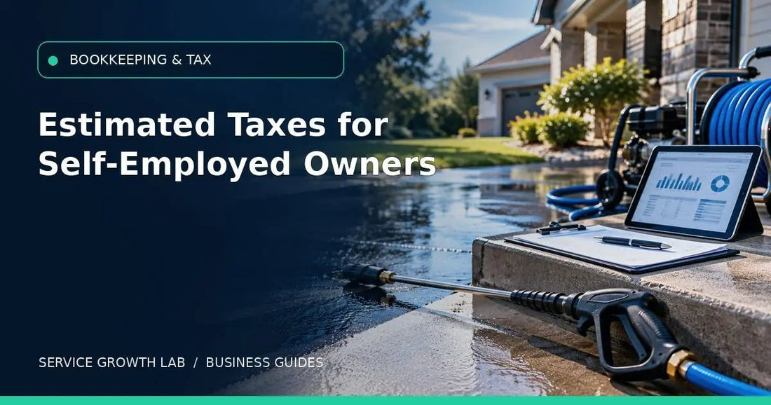 Estimated Taxes for Self-Employed Cleaning Contractors: A Planning Checklist | Service Growth Lab illustrated guide cover