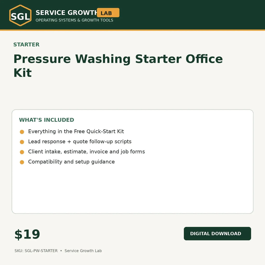 Pressure washing estimate follow-up scripts and office kit