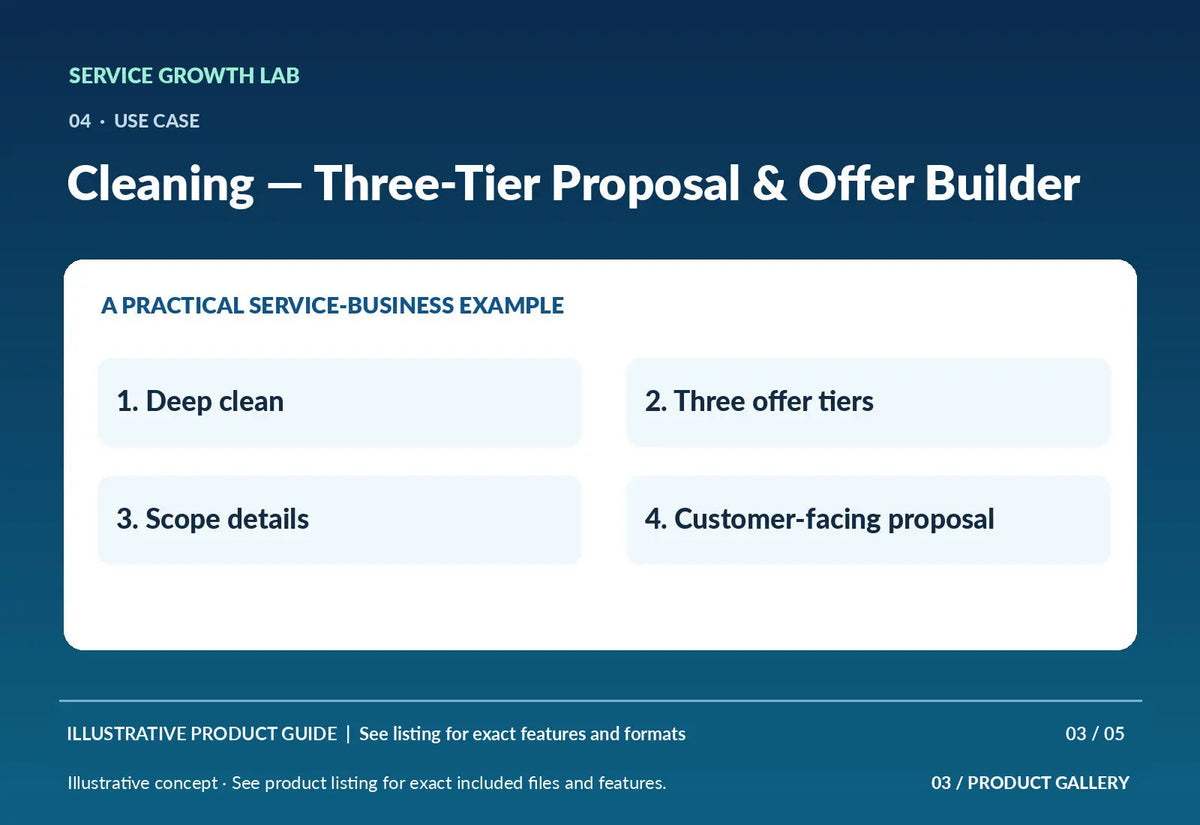 Cleaning — Three-Tier Proposal & Offer Builder — illustrative product-specific overview and use case 2