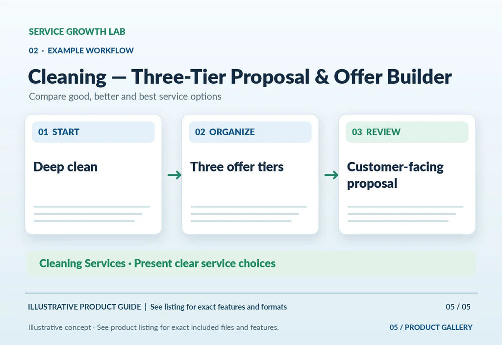Cleaning — Three-Tier Proposal & Offer Builder — illustrative product-specific overview and use case 4
