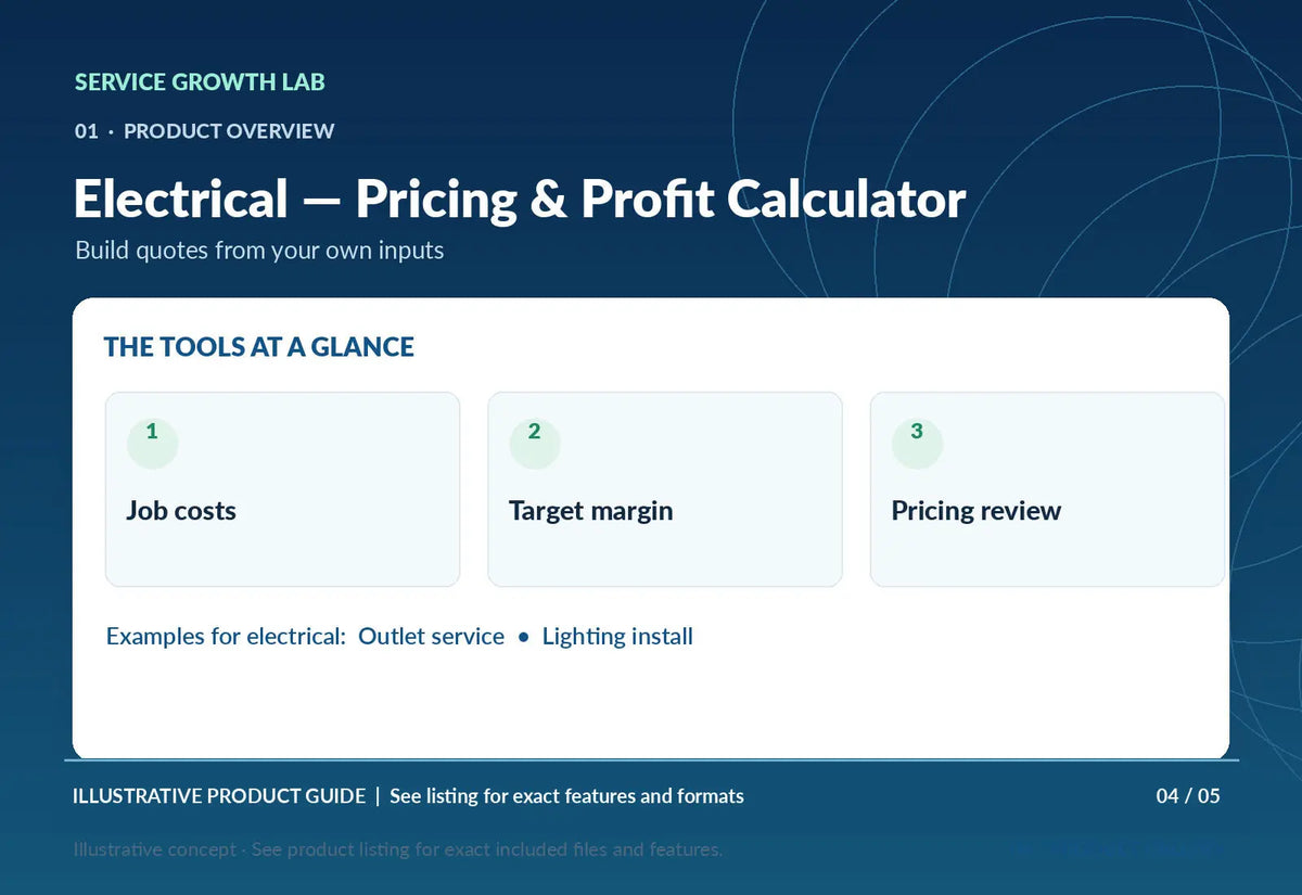 Electrical — Pricing & Profit Calculator — original illustrated marketing visual 3 showing relevant product workflow