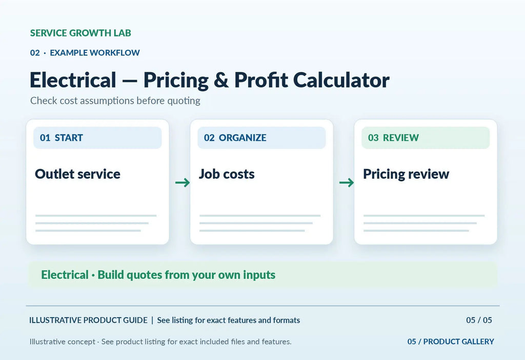 Electrical — Pricing & Profit Calculator — original illustrated marketing visual 4 showing relevant product workflow
