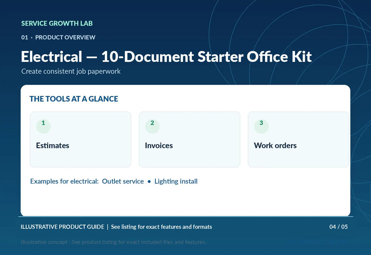 Electrical — 10-Document Starter Office Kit — original illustrated marketing visual 3 showing relevant product workflow