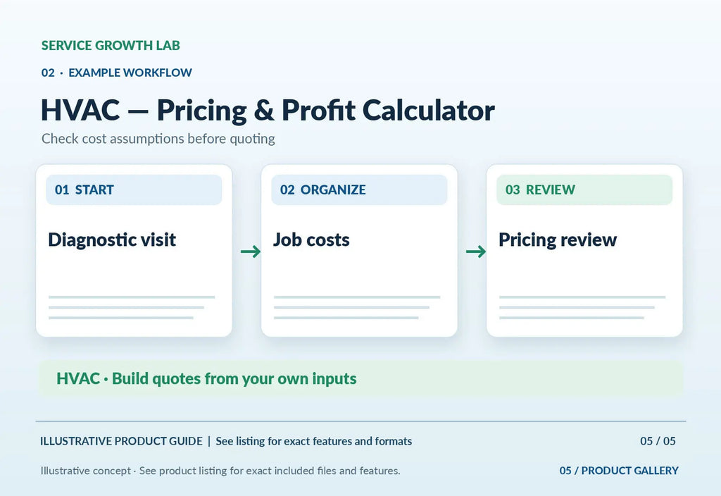 HVAC — Pricing & Profit Calculator — illustrative product-specific marketing visual 4 from Service Growth Lab