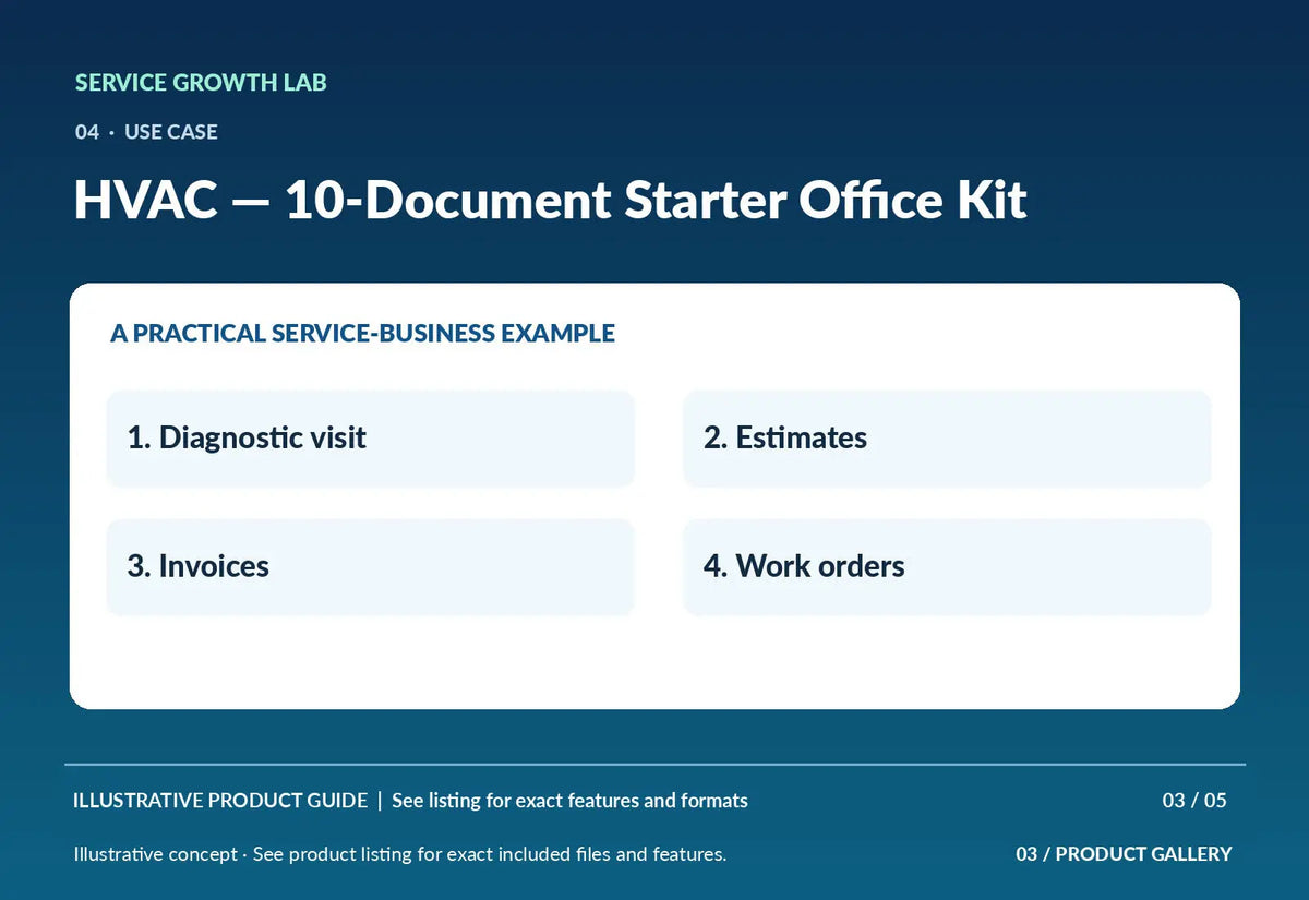 HVAC — 10-Document Starter Office Kit — illustrative product-specific marketing visual 2 from Service Growth Lab