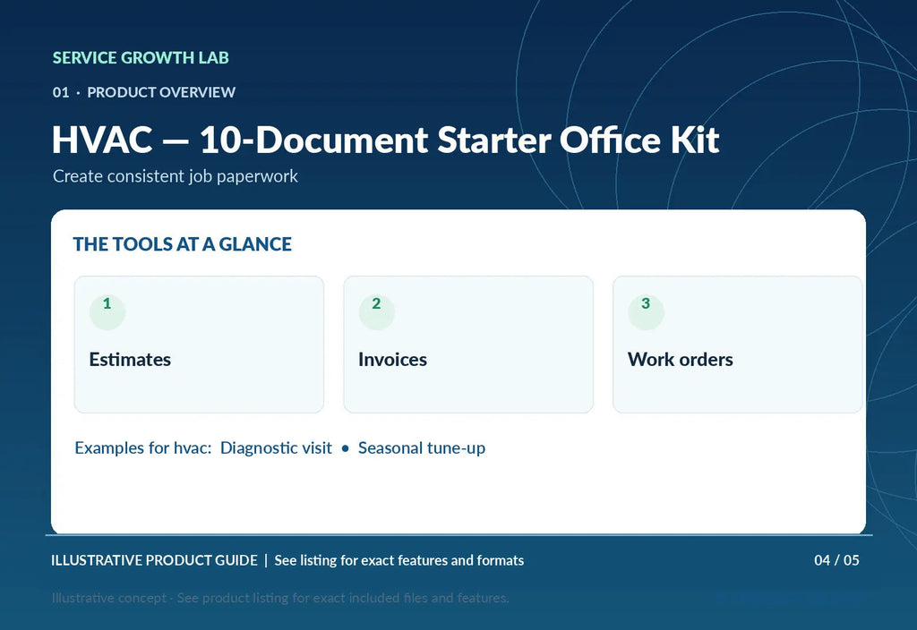 HVAC — 10-Document Starter Office Kit — illustrative product-specific marketing visual 3 from Service Growth Lab