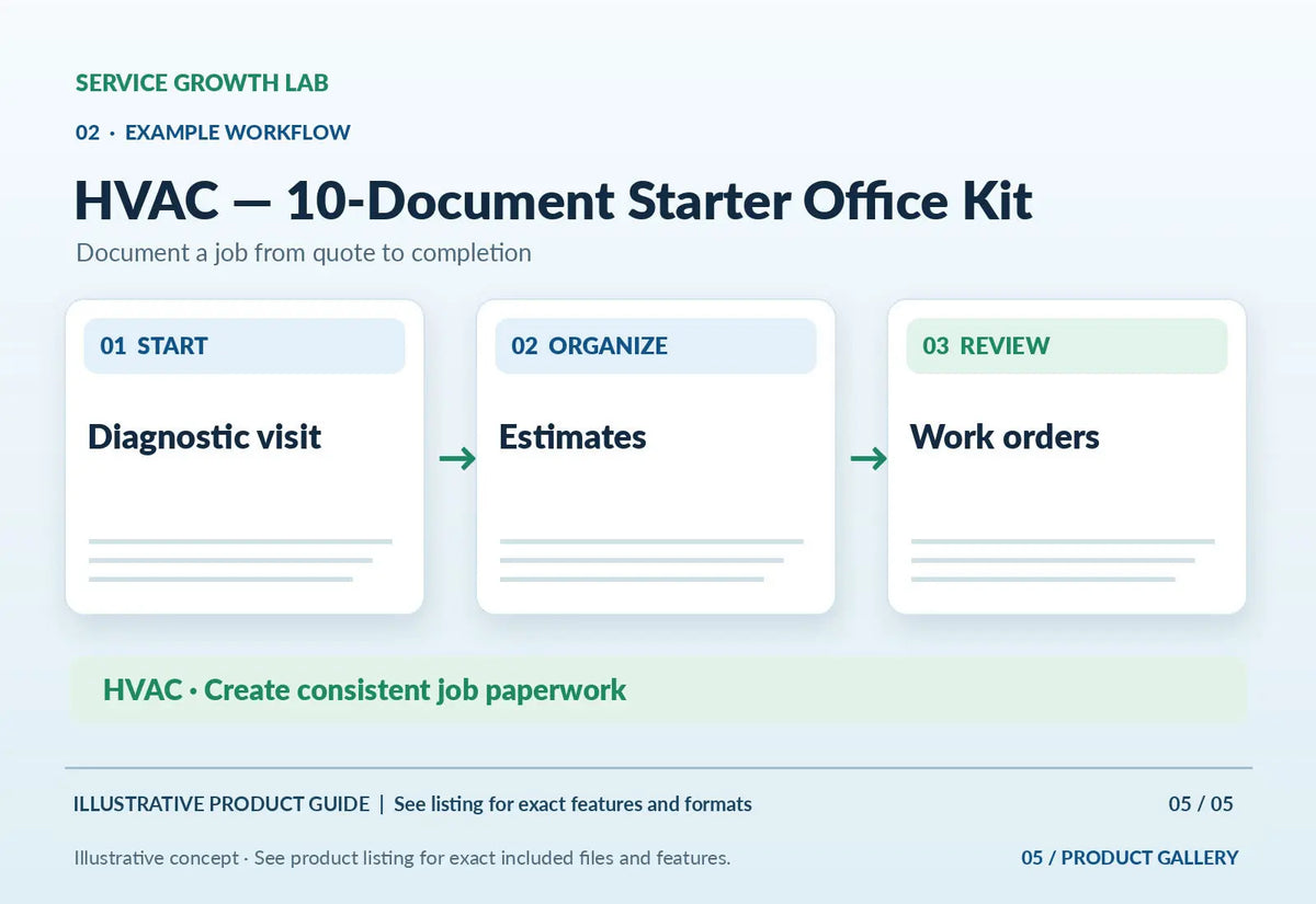 HVAC — 10-Document Starter Office Kit — illustrative product-specific marketing visual 4 from Service Growth Lab