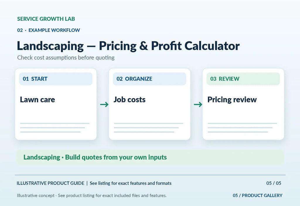 Landscaping — Pricing & Profit Calculator — original illustrative product marketing visual 4 and relevant service workflow