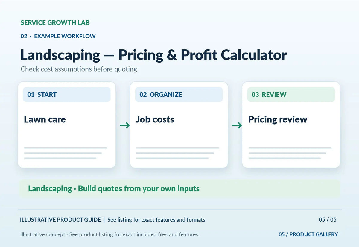 Landscaping — Pricing & Profit Calculator — original illustrative product marketing visual 4 and relevant service workflow