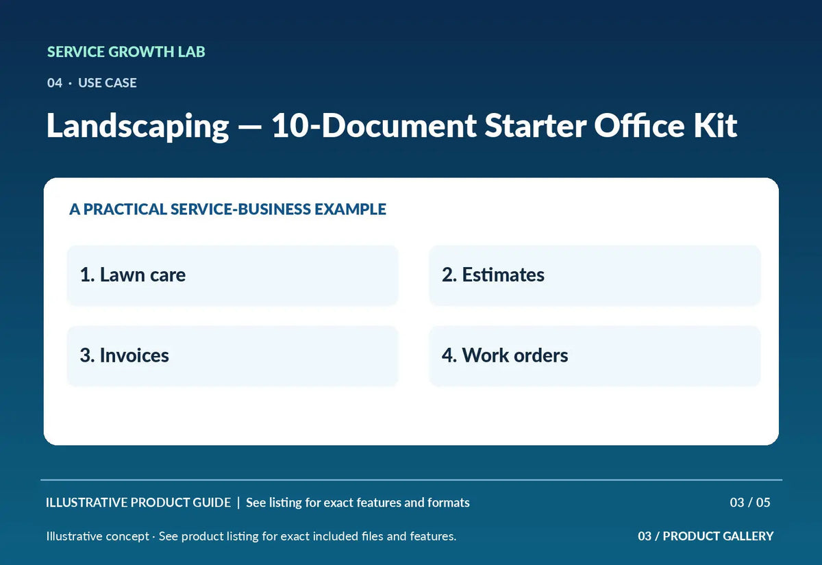 Landscaping — 10-Document Starter Office Kit — illustrative product-specific marketing visual 2 from Service Growth Lab