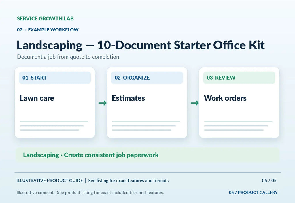 Landscaping — 10-Document Starter Office Kit — illustrative product-specific marketing visual 4 from Service Growth Lab