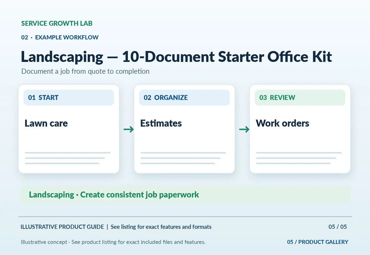 Landscaping — 10-Document Starter Office Kit — illustrative product-specific marketing visual 4 from Service Growth Lab