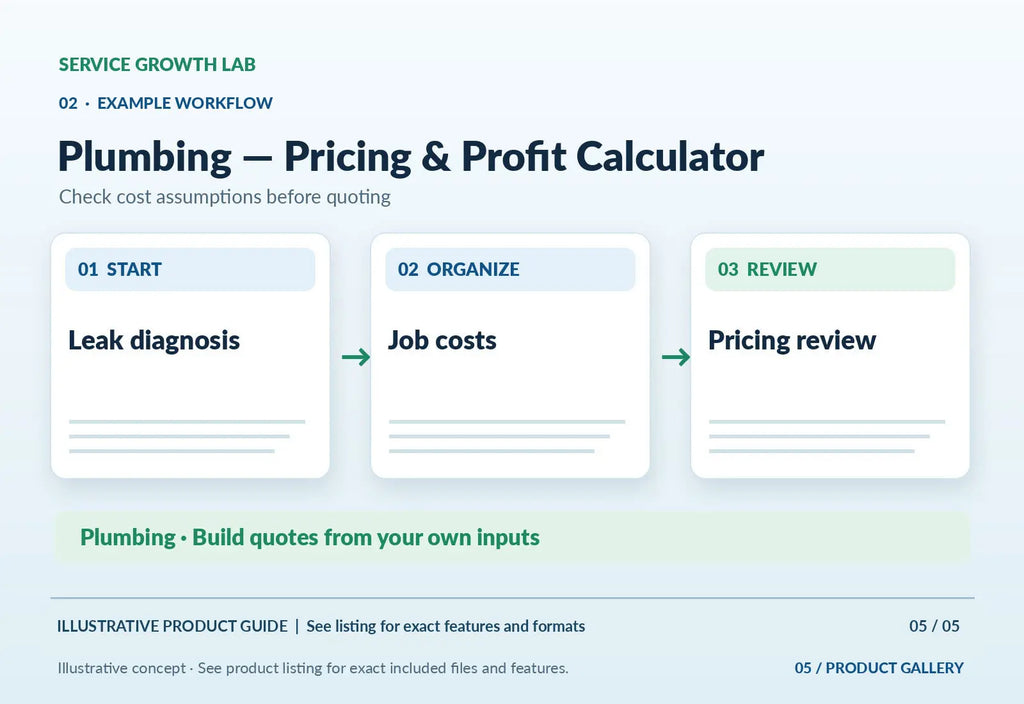 Plumbing — Pricing & Profit Calculator — original illustrative product marketing visual 4 and relevant service workflow