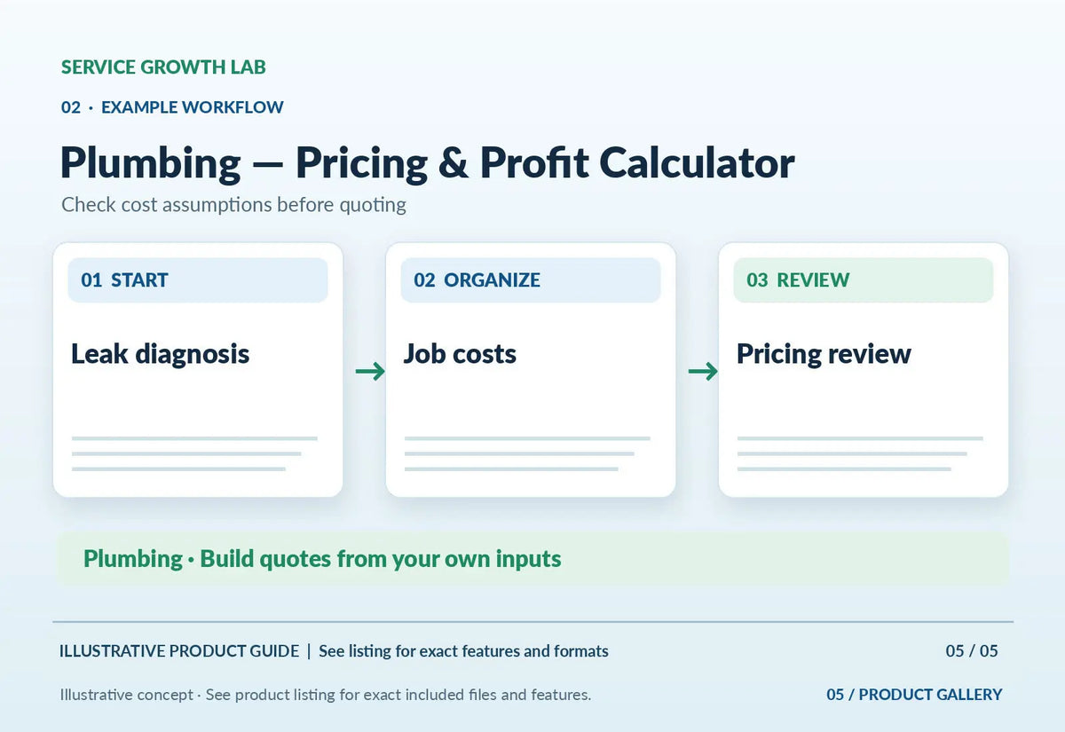 Plumbing — Pricing & Profit Calculator — original illustrative product marketing visual 4 and relevant service workflow
