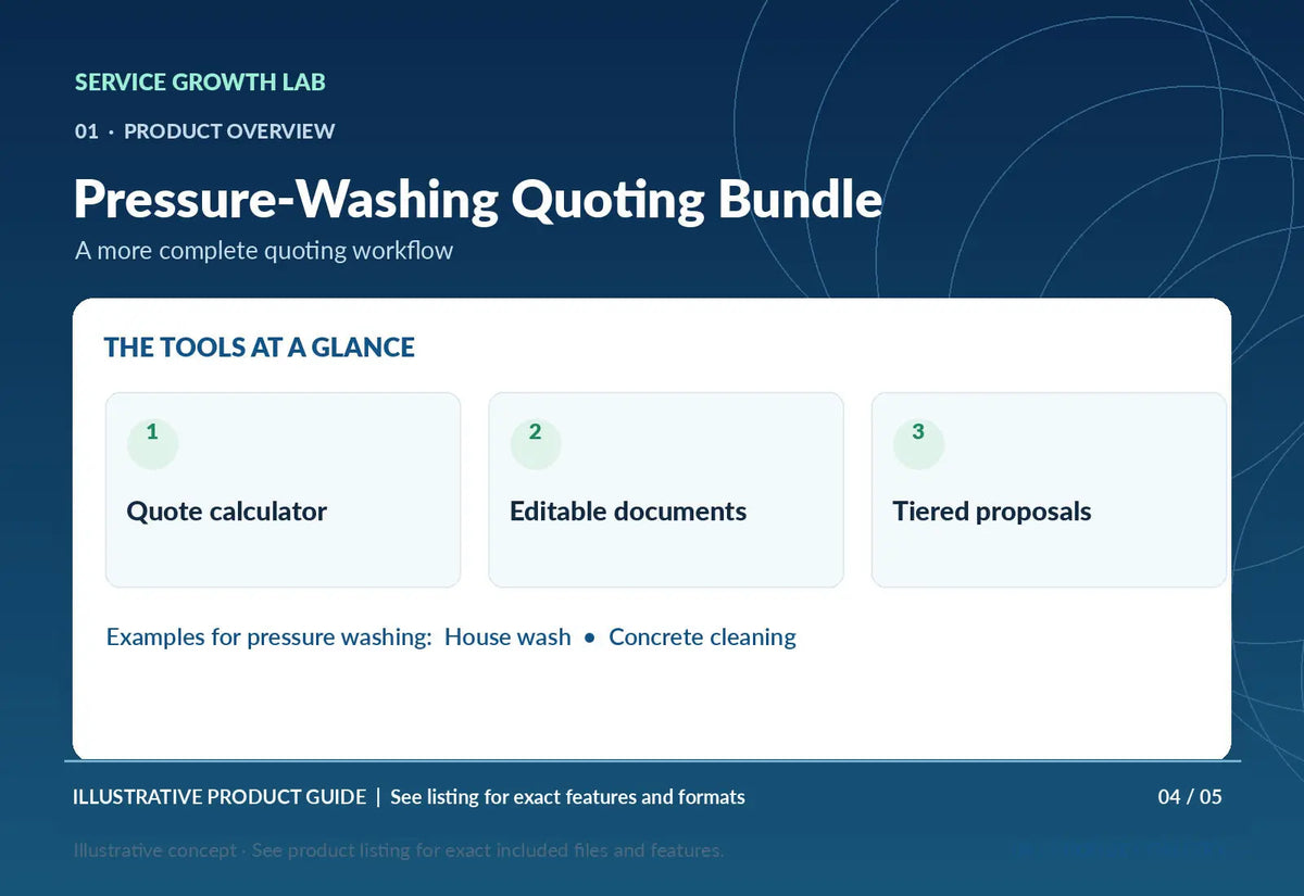 Pressure-Washing Quoting Bundle — original illustrative product marketing visual 3 and relevant service workflow