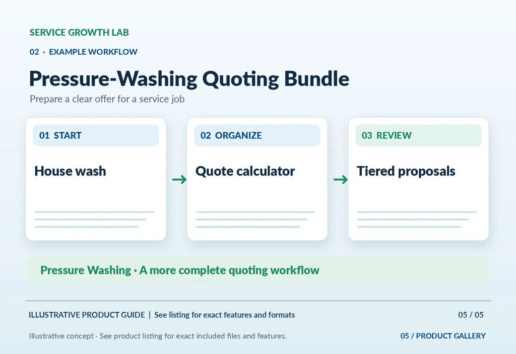 Pressure-Washing Quoting Bundle — original illustrative product marketing visual 4 and relevant service workflow