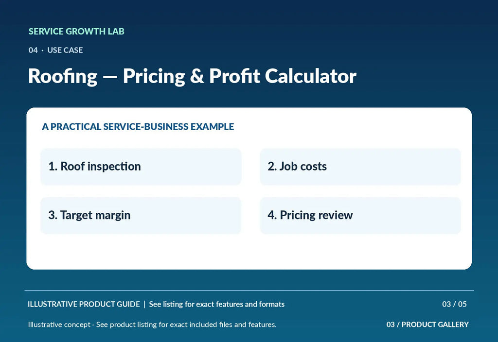 Roofing — Pricing & Profit Calculator — original illustrative product marketing visual 2 and relevant service workflow