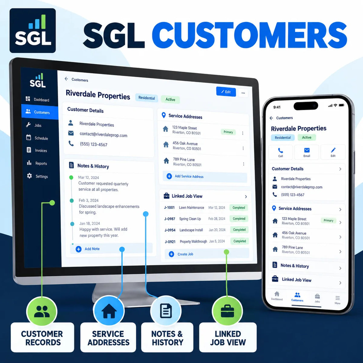 SGL Customers records on desktop and mobile
