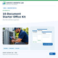 HVAC 10-Document Starter Office Kit by Service Growth Lab: blue-and-white industry cover with matching tool illustration