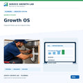 Plumbing Growth OS by Service Growth Lab: blue-and-white industry cover with matching tool illustration