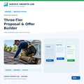 Roofing Three-Tier Proposal & Offer Builder by Service Growth Lab: blue-and-white industry cover with matching tool illustration