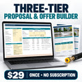 Pressure washing proposal template and three-tier offer builder with editable workbook and proposal pages