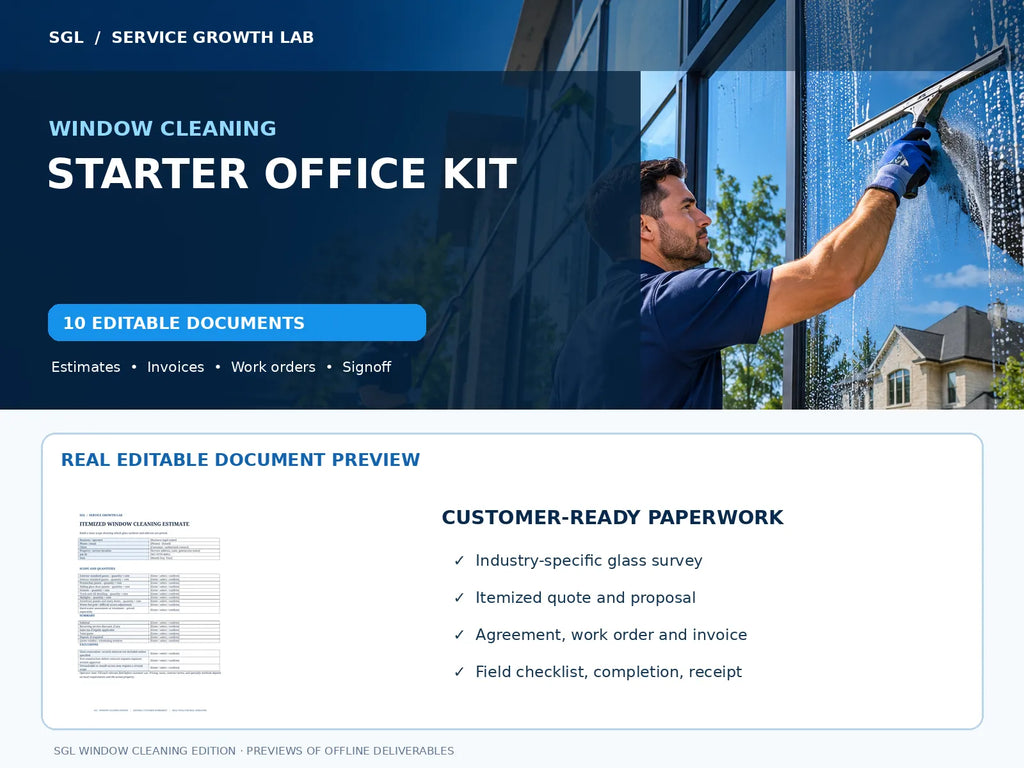 Window Cleaning ten editable starter business documents