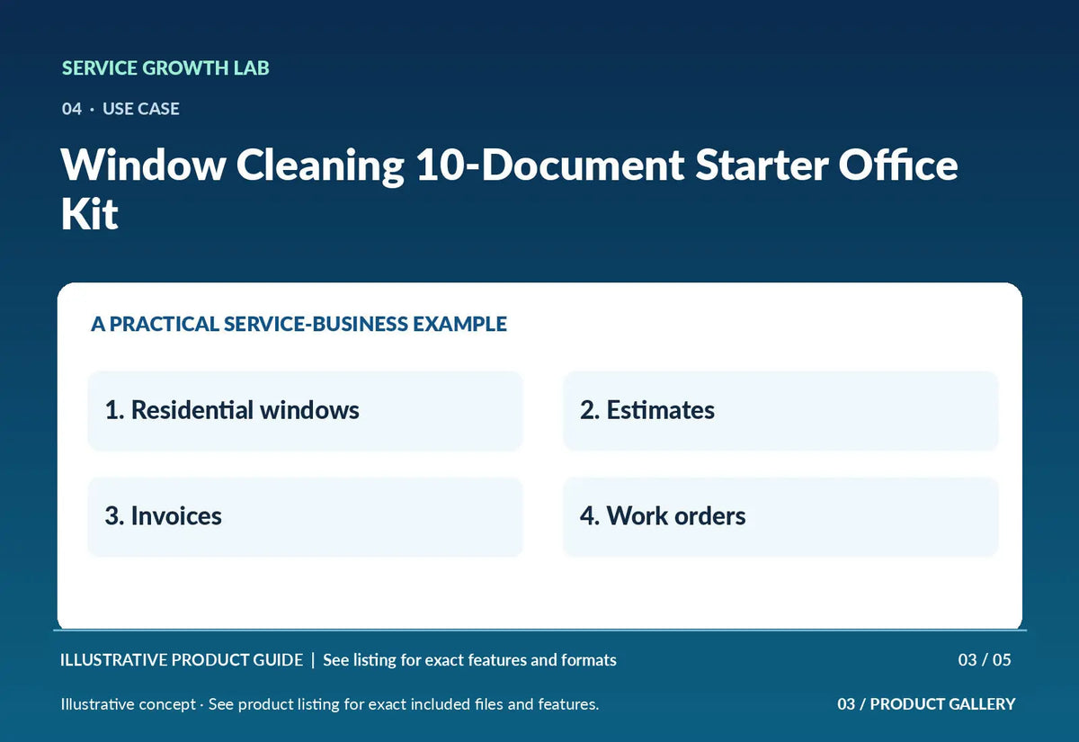 Window Cleaning 10-Document Starter Office Kit — original illustrative product marketing visual 2 and relevant service workflow