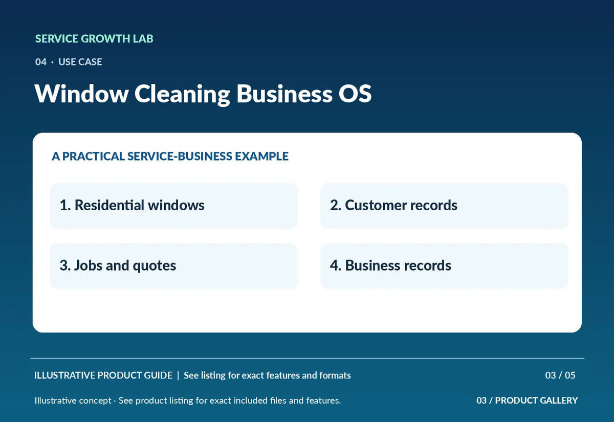 Window Cleaning Business OS — original illustrative product marketing visual 2 and relevant service workflow