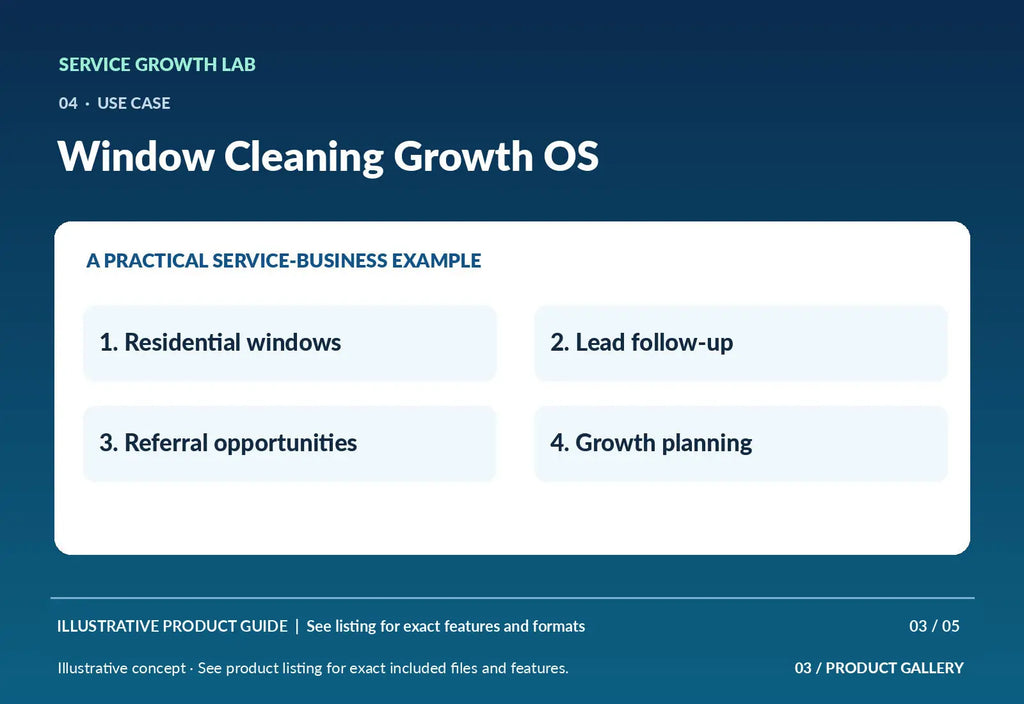 Window Cleaning Growth OS — original illustrative product marketing visual 2 and relevant service workflow