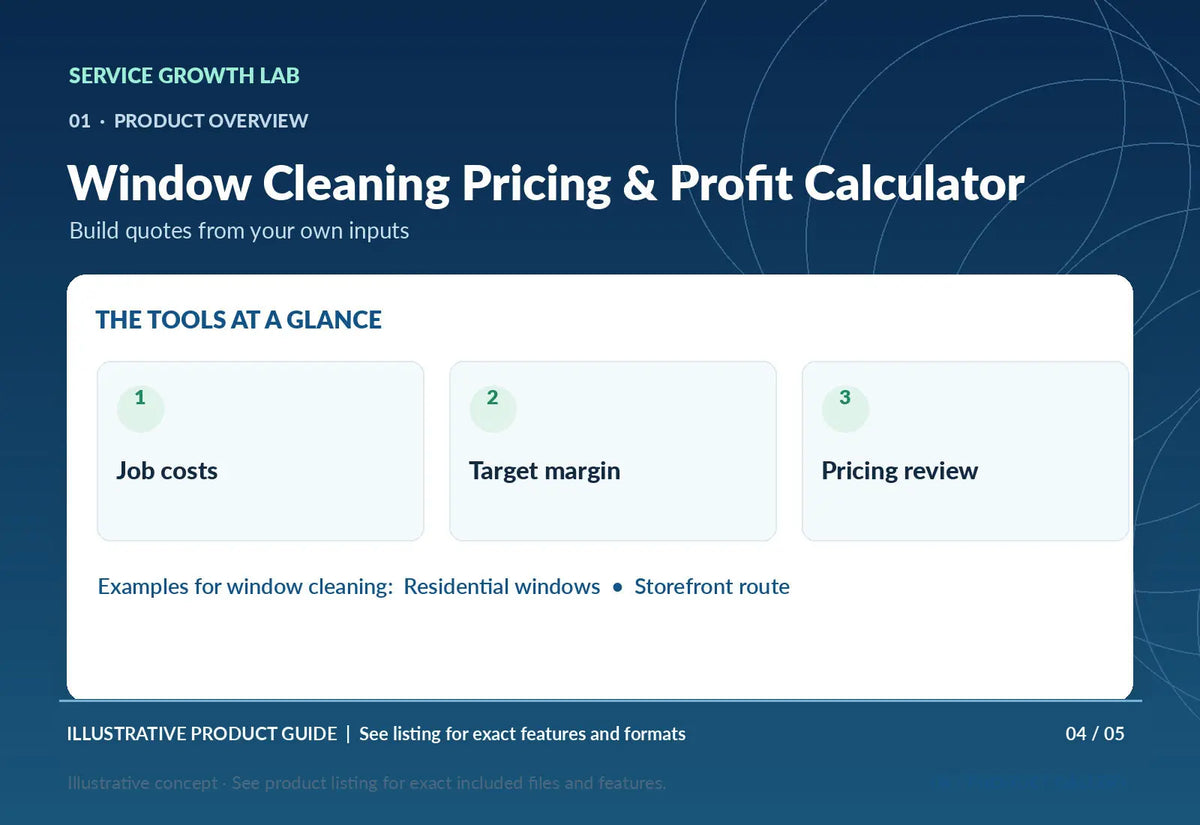Window Cleaning Pricing & Profit Calculator — original illustrative product marketing visual 3 and relevant service workflow