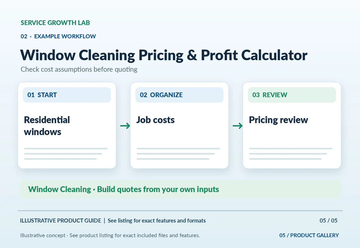 Window Cleaning Pricing & Profit Calculator — original illustrative product marketing visual 4 and relevant service workflow